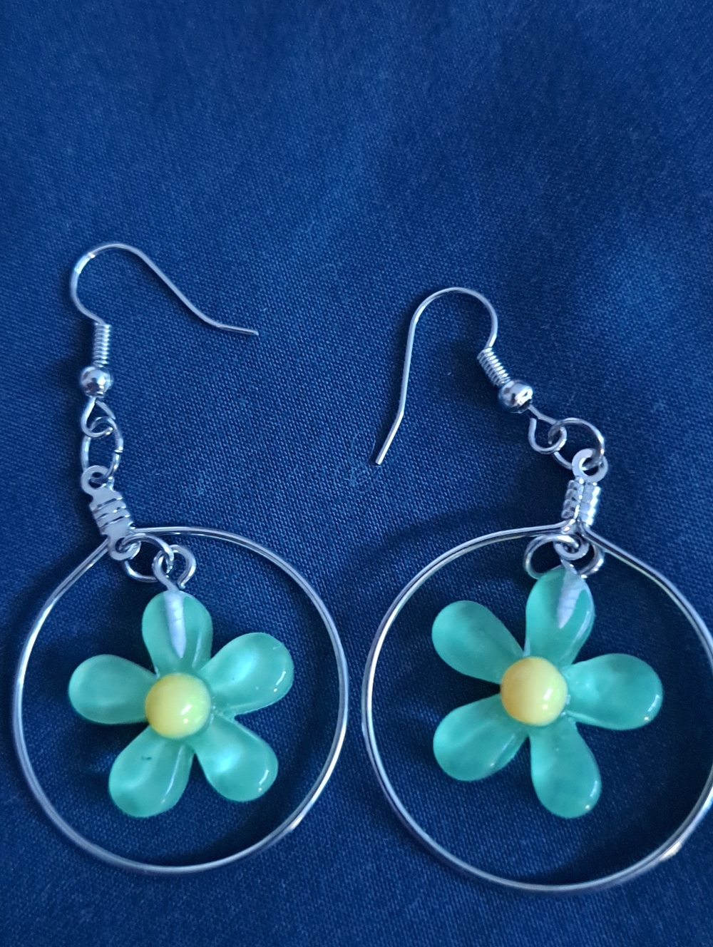 Green And Yellow Flower Earrings